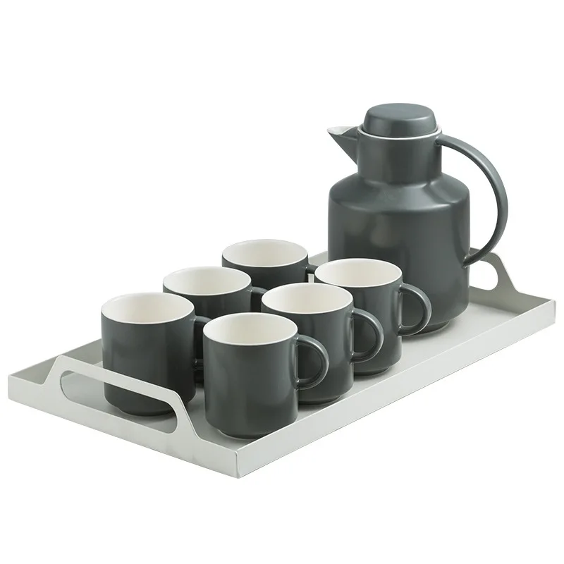 

Creative style matte ceramic tea set Household kung fu tea set cold water bottle afternoon tea cup gift set Wholesale