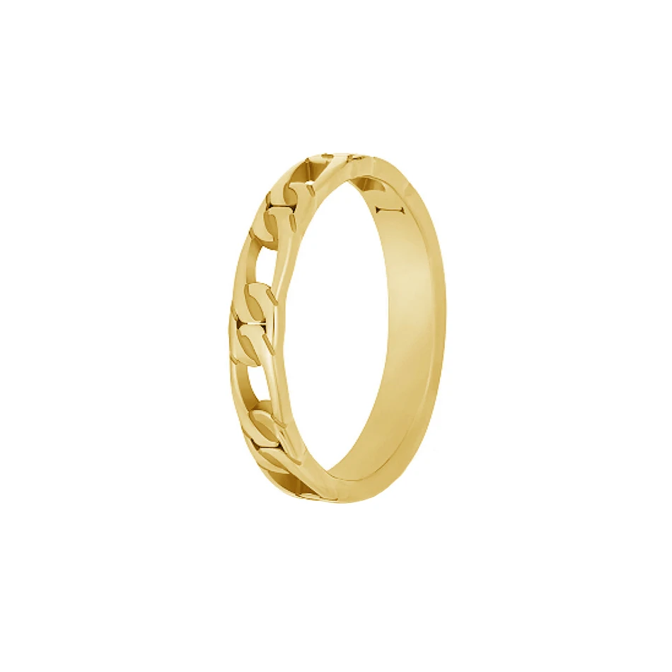 

wholesale minimalist jewelry 925 Sterling silver ring for women 18K gold plated figaro link chain ring