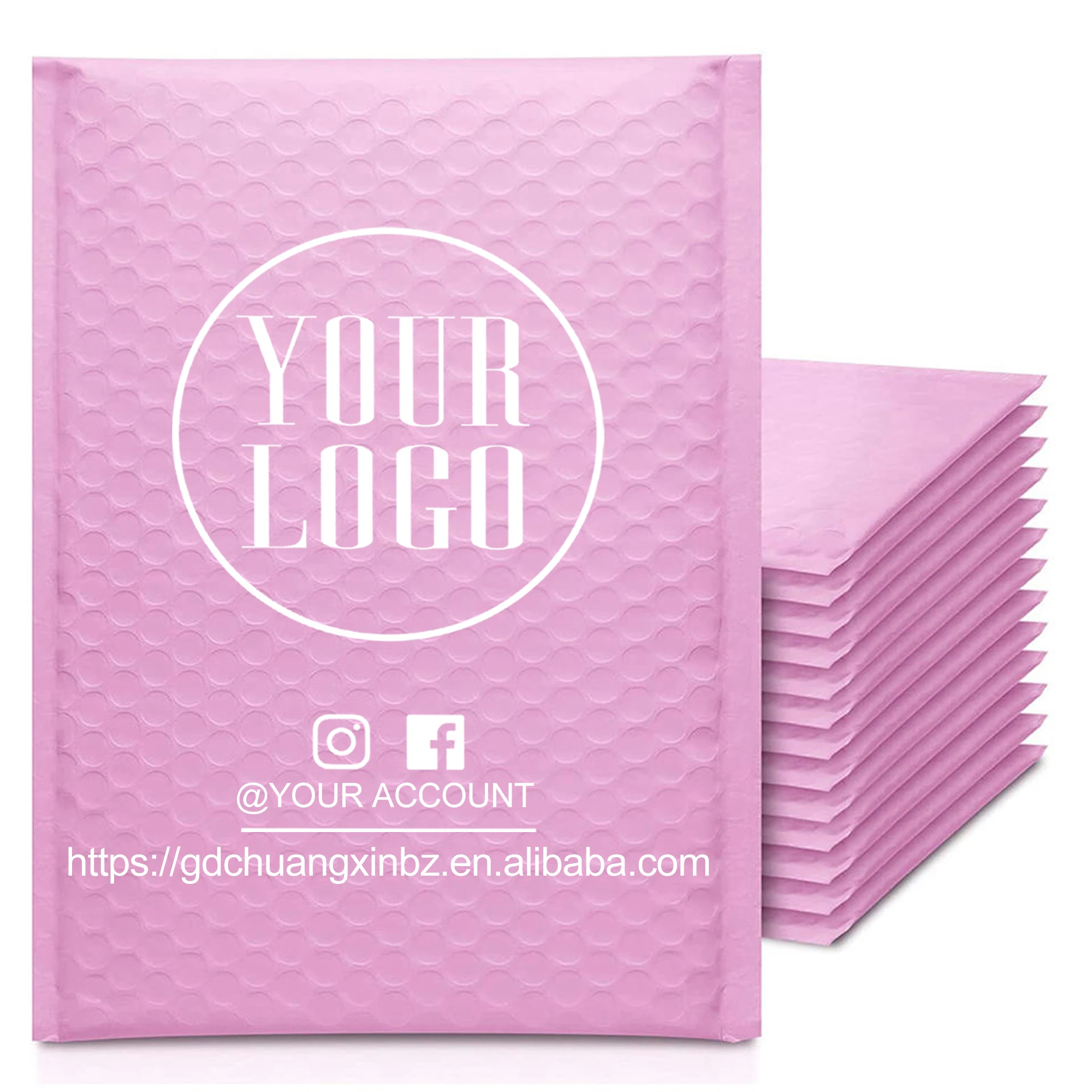 

Light Pink Bubble Polymailers Color Logo Logistics Transport Bubble Bag Mailers Packaging Bags Poly Mail Bubble Mailers Pouches