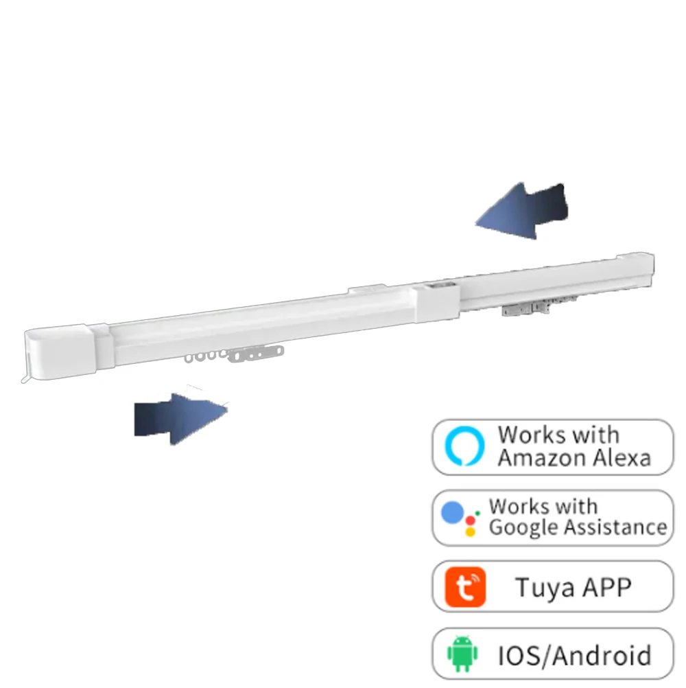 

Aqara MI supplier Scalable 1.8-3.3m/2.4-4.5m heavy duty aluminium alloy wifi tuya alexa google home smart curtain track, White