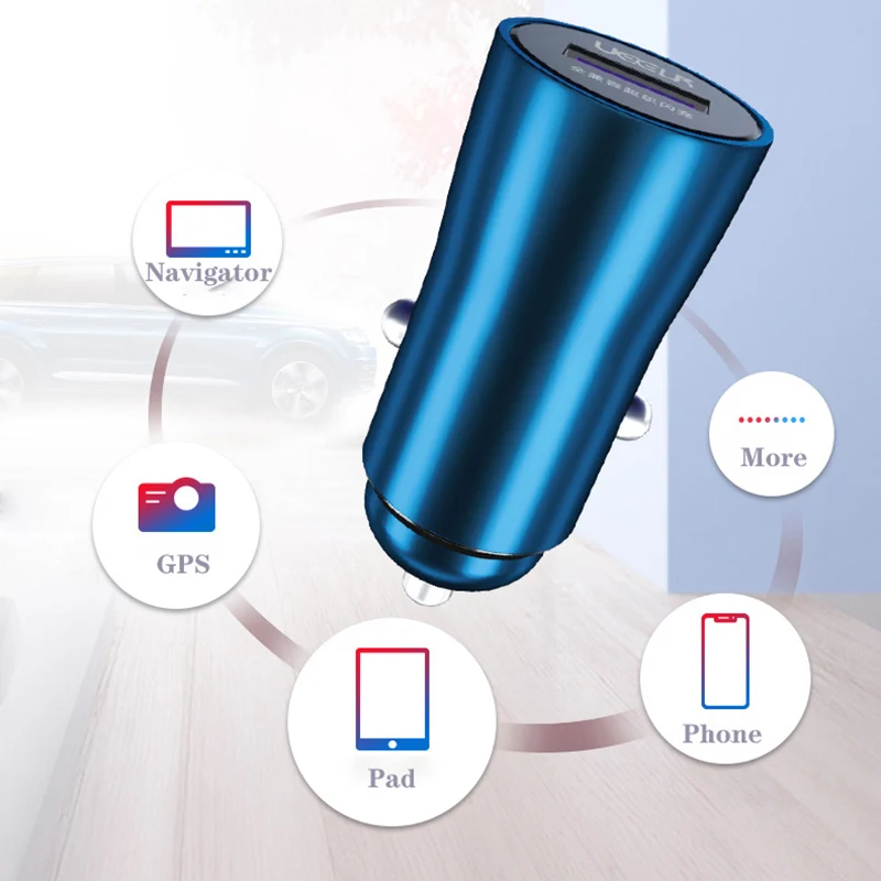 

22.5W QC3.0 Fast Charging USB Port Aluminium Portable Phone Metal Car Charger