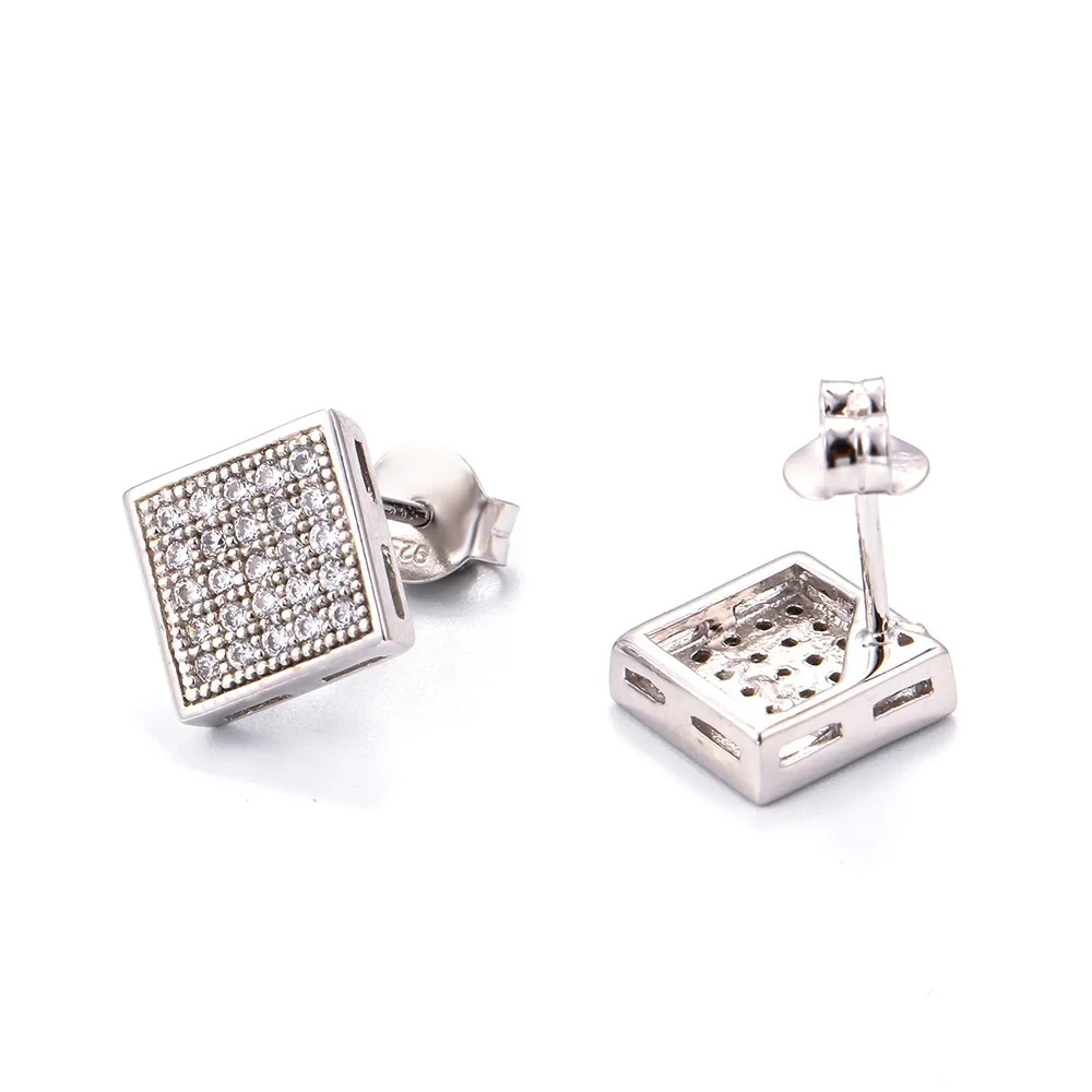 

wholesale 100% 925 Sterling Silver jewelry fashion party gift woman Classic contracted 925 Sterling silver stud earring, White gold (rose gold, yellow are avaliable)