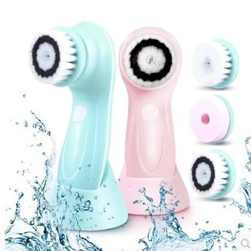 

Good Quality 5 In 1 Face Sonic Facial Cleansing Brush Cleaning Mask Massage Electronic Cleanser Spin Facial Brush, Pink, blue