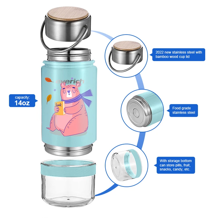 

outdoor Kids Water Bottle Double Wall Vacuum Stainless Steel Thermos Kids school bpa free Insulated Water Bottle with Straw