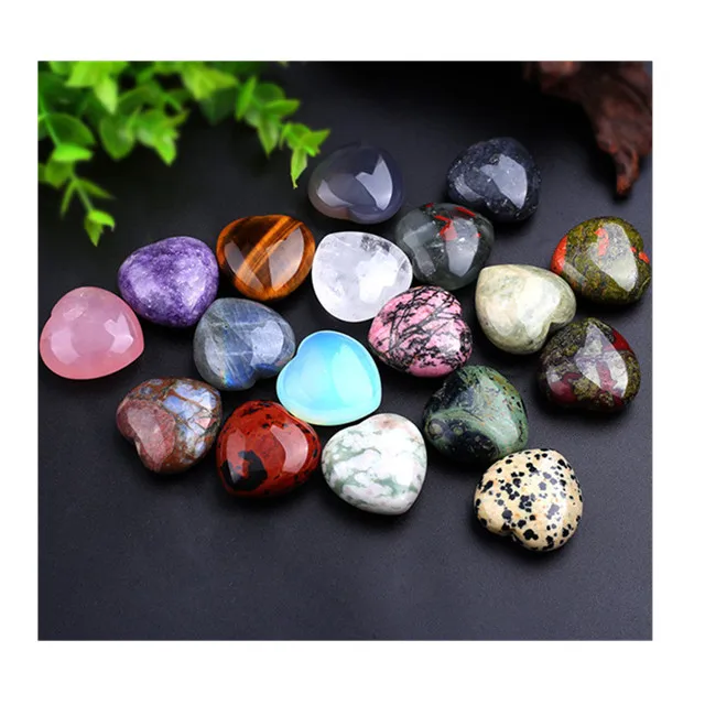 

Wholesale natural quartz healing stone polished gemstone crystal jewelry 30mm crystal heart