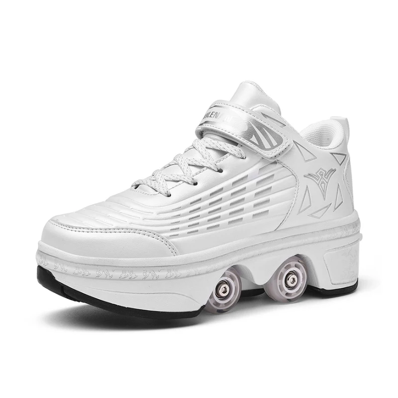 

Shoes With Retractable 4 Wheels Invisible Deformation Roller Skate Shoes 2 in 1 Removable Pulley Skates