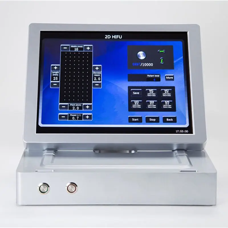 

Portable 12lines 20000shots 8 cartridges 2d/3d hifu for wrinle removal, Silver