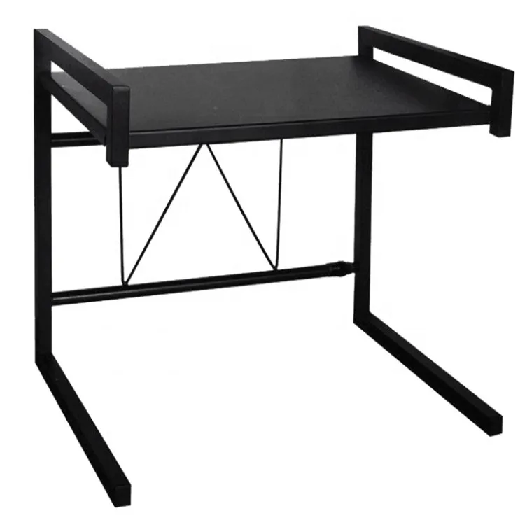 

Custom kitchen double-deck steel rack standing storage holders racks, Black/white