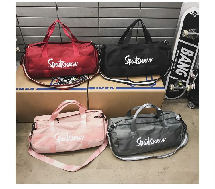 

Custom Logo Outdoor Sport Bag Waterproof Women Yoga Gym Bags with Shoes Compartment Fashion Travel Duffel Bag for Girls, Grey, pink, red, black, customized