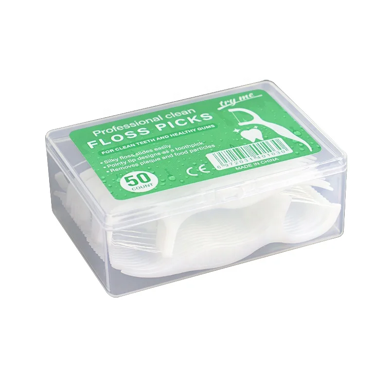 

Private Label Vegan Eco Friendly Toothpick Dispenser Plastic Stick With Dental Floss Pick