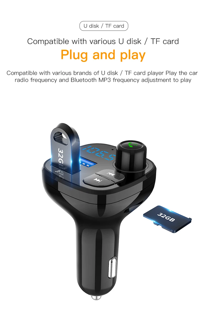 BT12 Best quality promotional car mp3 player with bluetooth auto fm radio car mobile charger quick charger 3.0