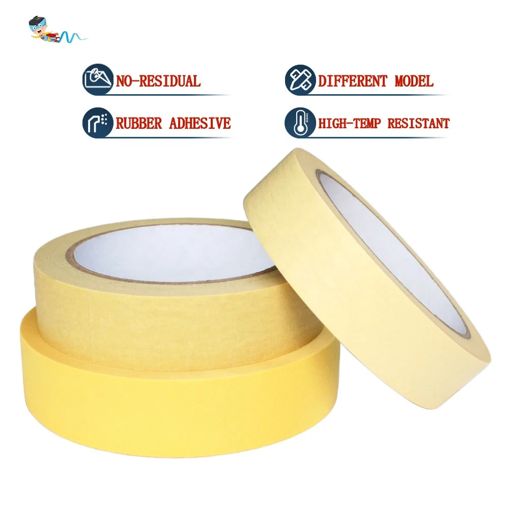 High Temperature Heat Resistant No-Residual Car Vehicle Automotive Refinish Spray Paint Crepe Paper Masking Rubber Adhesive Tape