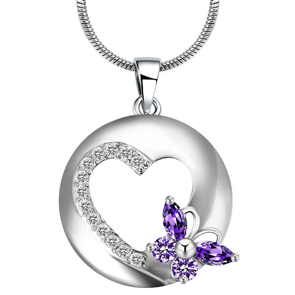 

New Romantic Heart Shaped Crystal Pendant Snake Chain Necklace Women Fashion Christmas Party Jewelry