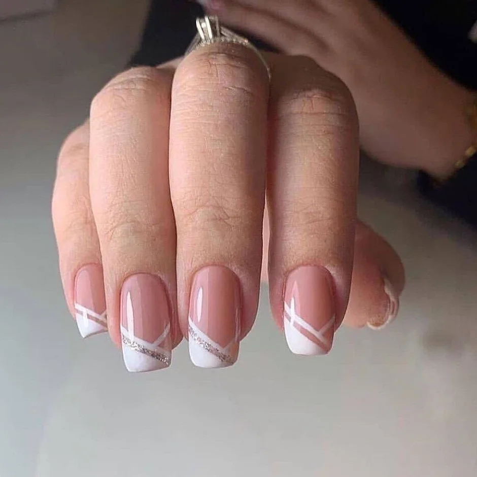 

Oblique French simplicity medium press on nails 2021 press on nail french tip press on nails