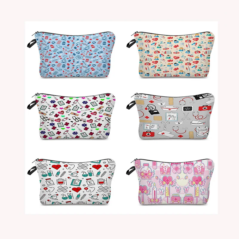 

Novelty Medical Print Nurse Theme Travel Cosmetic Bag, As pictures