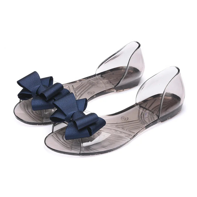 

Hot sale girls comfy gold flat shoes women fashion bow simple jelly sandals, Champagne gold,black,rose red,blue