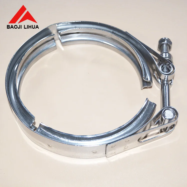Titanium Gr1 Gr2 2inch 3inch 4inch 5inch V Band Clamp With Male And Female Flanges for Titanium Vehicle Exhaust Systems