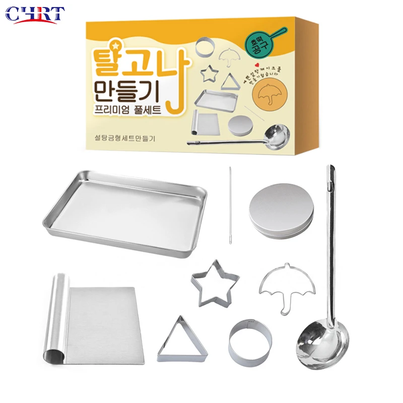 

CHRT Hot Selling Cookie Mold Squid 9 In 1 Stainless Steel Sugar Candy Set Biscuit Frame Tools Mold Dalgona Kit