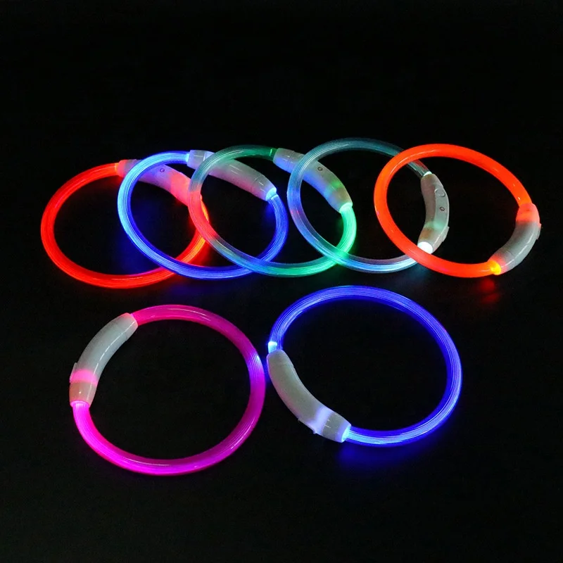 

Hot Selling Rechargeable Waterproof Night Walking Safety Led Flashing Light Up Dog Collar, Blue/orange/white/pink/red