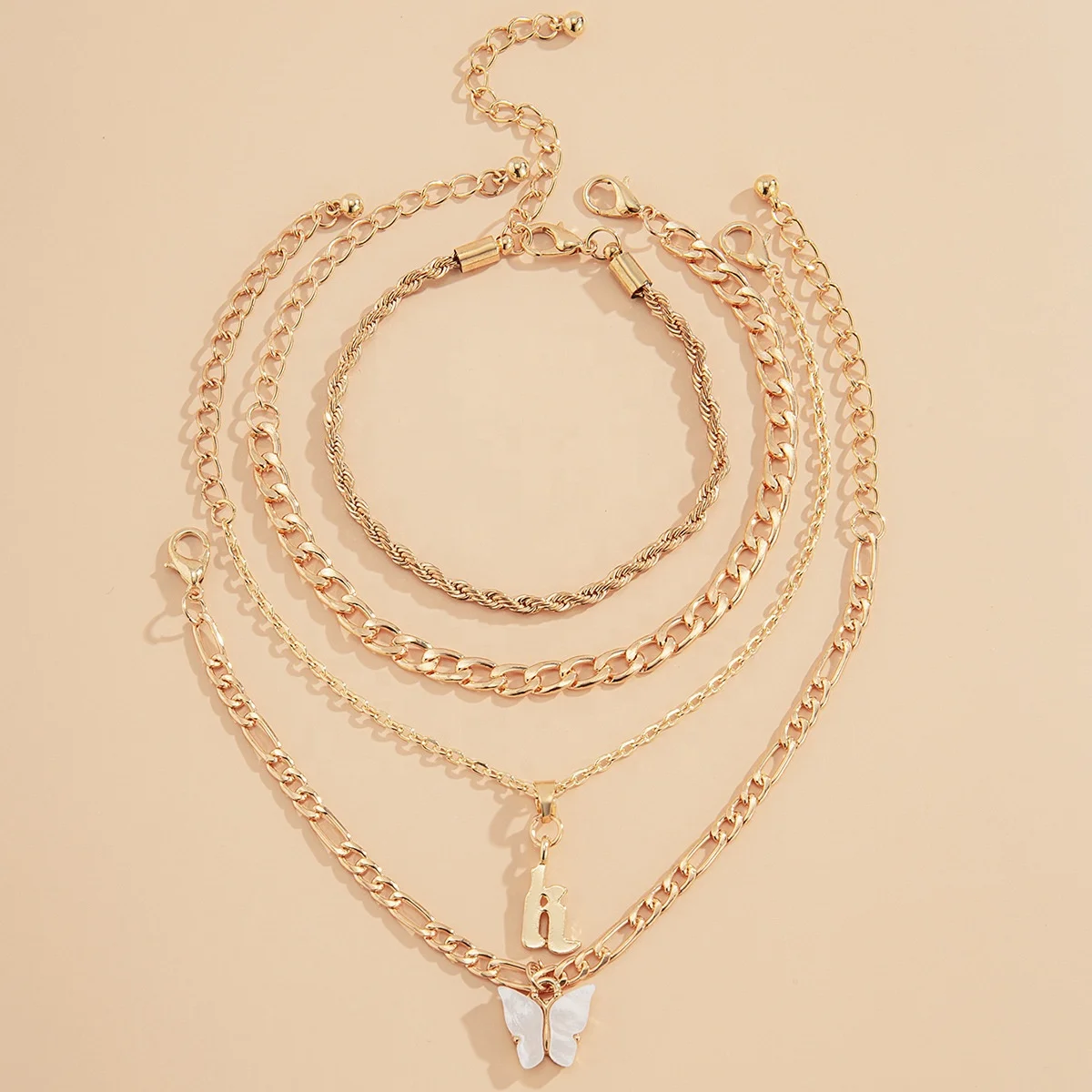 

Fashion Punk Multilayered Lock Chain bracelet For Women Trend Butterfly bracelet Beach Jewelry gift, Customized color