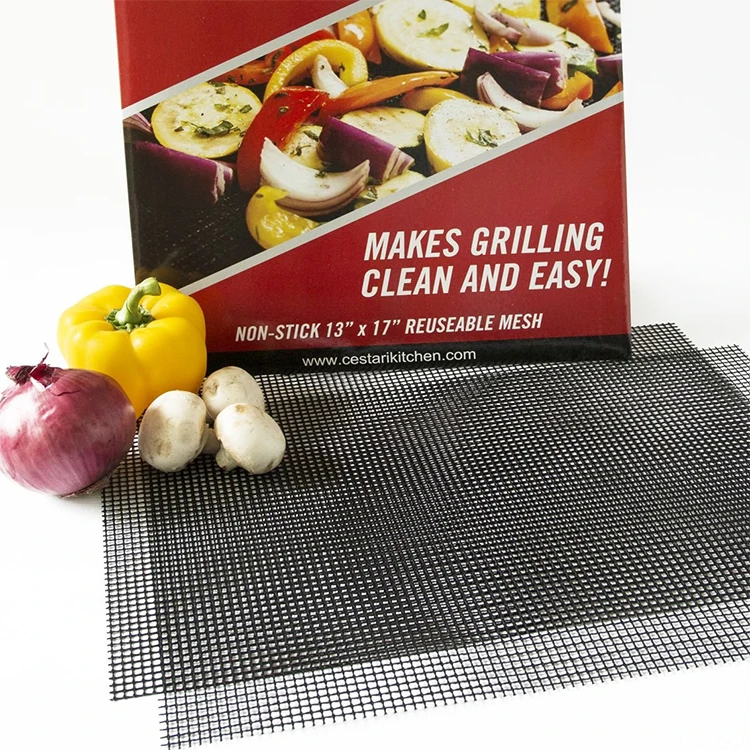 

Outdoor reusable bbq grill mesh mat non stick easy to clean sheet liners barbeque grill mesh mat bbq mesh grill mat, Black,brown