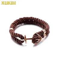 

KBL123 Xukim Jewelry Stainless Steel Bracelet Nylon Anchor Bracelet Hand Woven Nylon Rope Chain