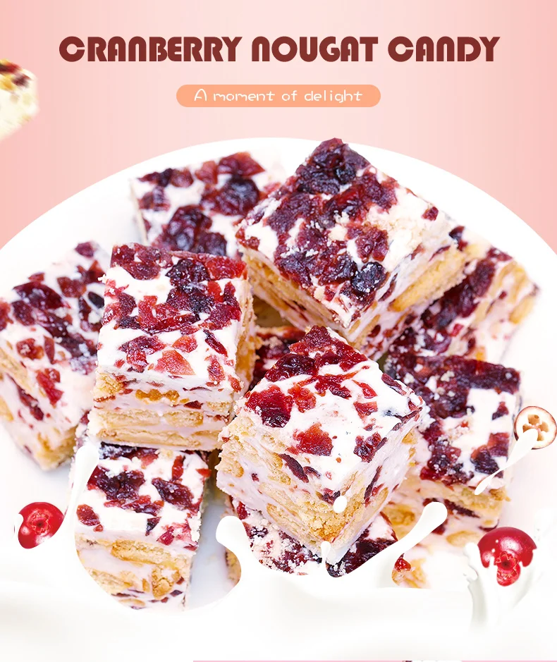 Cranberry milk flavor biscuit crumbs Nougat Candy