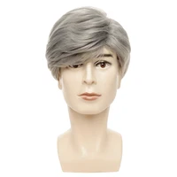 

factory wholesale grey color synthetic wig for man