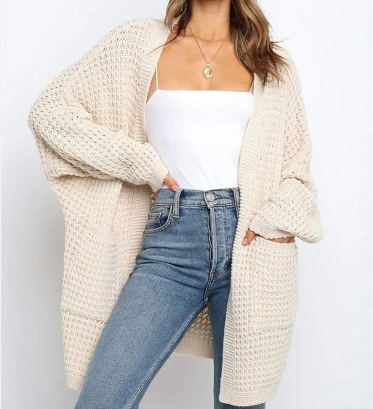 

C116 Women Long Winter Fall Cashmere Neck Oversized Knitted Sweaters Ladies Coat Cardigan Plus Size Sweaters