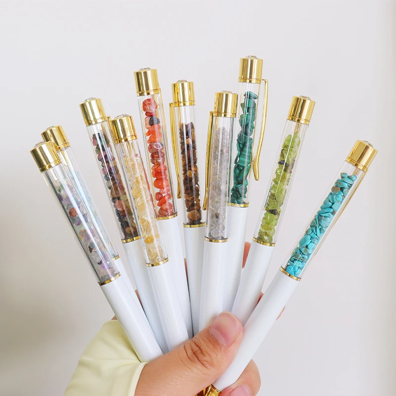 

hot sales crystal pens crystal metal healing ballpoint pen gold pens with crystals inside