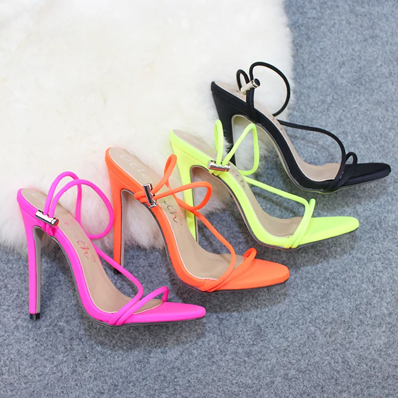 

2021 High Quality Fashion Candy Bright Color Sandals Shoes Plus Size Women High Heels Size 43