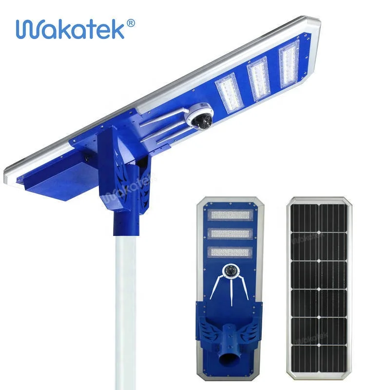 Wakatek Smart city intelligent sensor super lumen IP67 waterproof with CCTV 4G wife camera solar led street light