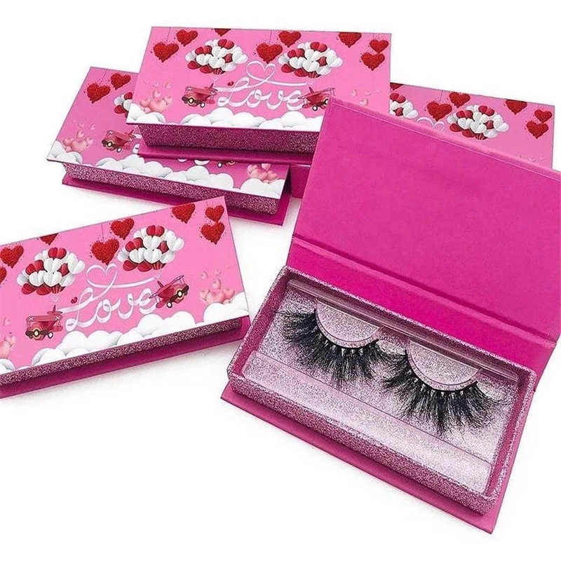 

Wholesale 3D Faux Mink Eyelashes Private Label Custom Eyelash Box Packaging 25mm Wispy Fluffy 3D 5D Mink Eyelashes, Natural black