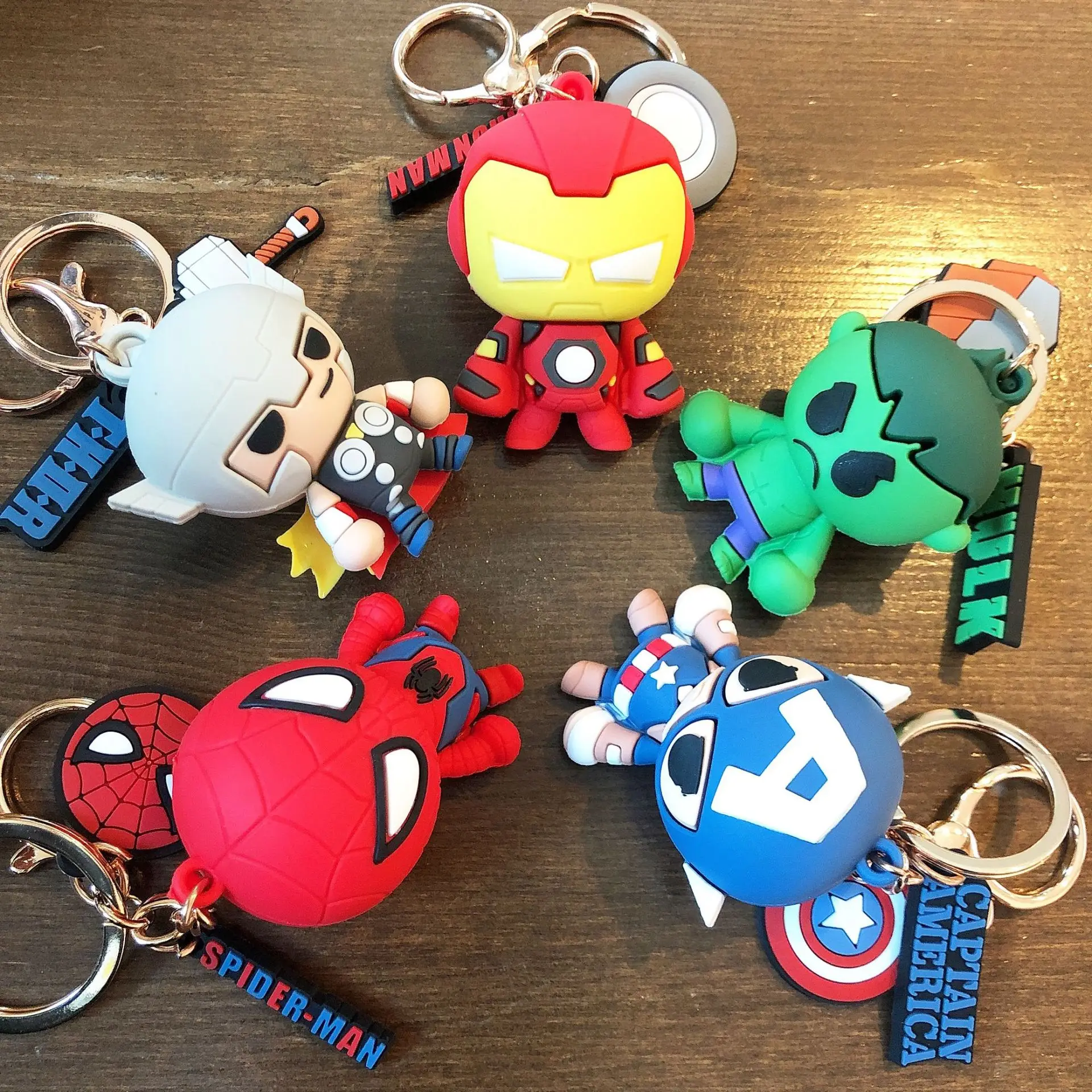 

Superhero super hero Sprider man thor Doll Keychain Keychains captain Pendant america Key Ring Decoration, Colorful