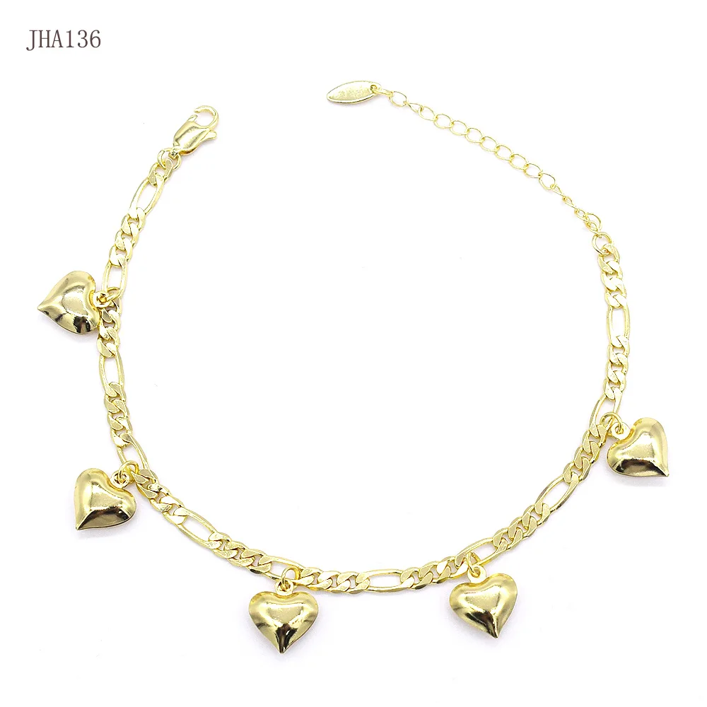 

JHA136 Wholesale 18K gold anklets heart-shaped jewelry women's anklets, Gold plated color