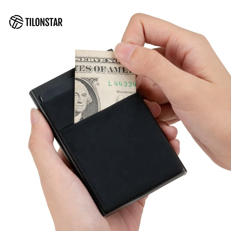 

Popular Automatic Pop-Up Credit Card Wallet Slim Metal Wallet Rfid Blocking Men Wallet