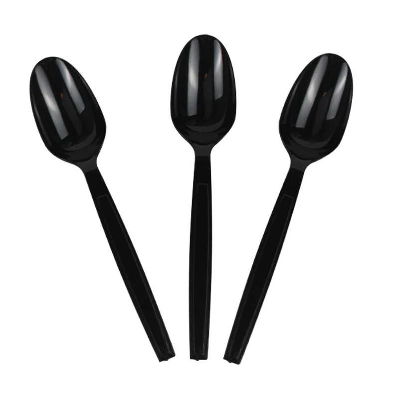 

Smooth Disposable PS Food Grade Black Small Ice Cream Spoons Plastic