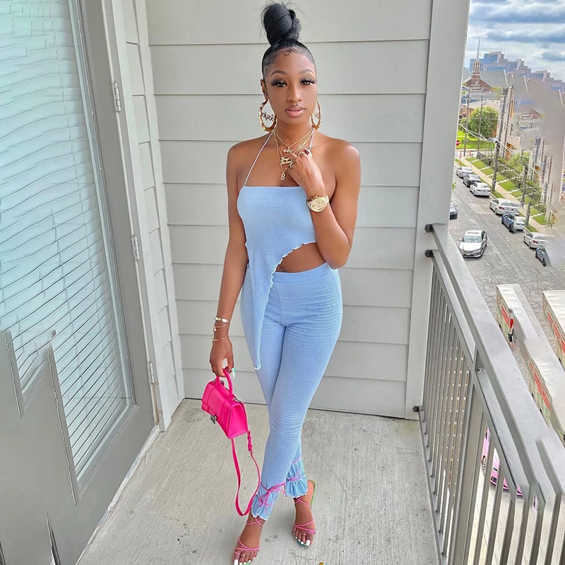 

2 pc summer set outfits for women 2021 two piece set Casual summer 2021 women clothing size 34 cotton shorts set women, Blue
