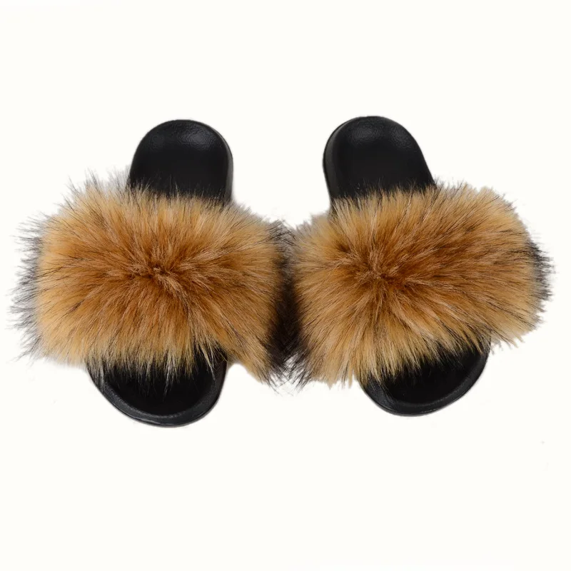 

2021 new arrival fluffy slippers fashion fur outer wear home slippers women