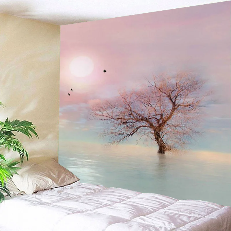 

Pink Sunset A Tree Tapestry Bedroom Living Room Dorm Decor Custom Tapestry Wall Hanging, Customized color