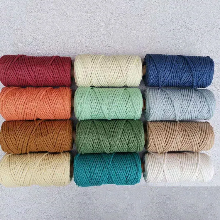 

Wholesale macrame cord 4mm cotton rope 55m/roll, Colorful