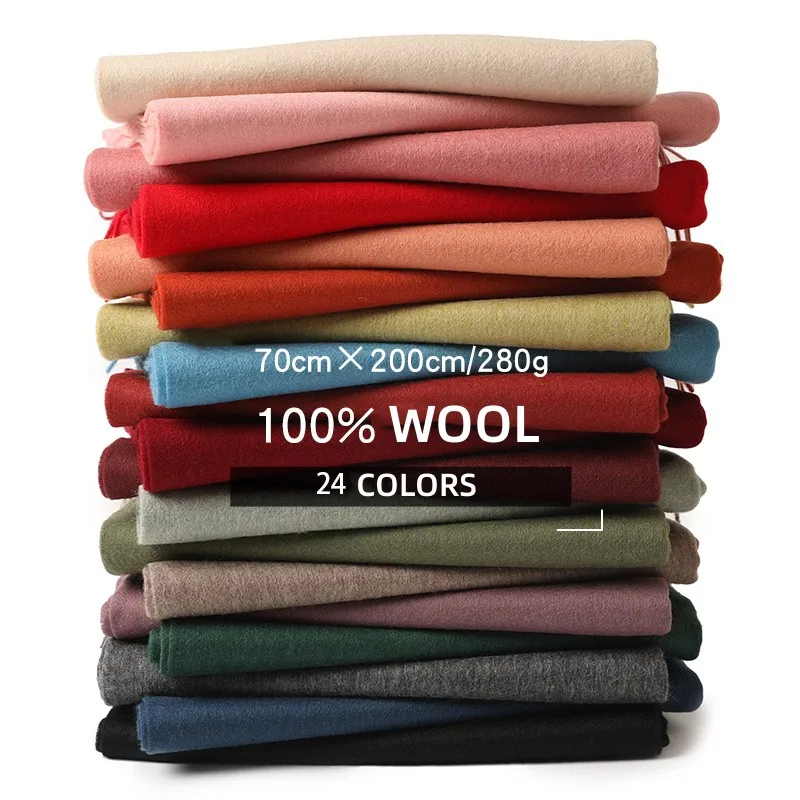 

Logo Custom In-stock Solid Color Pure Wool Scarf Thick Warm Winter Long Scarves Soft Comfortable Tassels Women Scarves Shawls