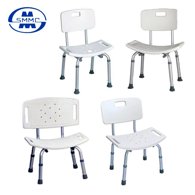 Adjustable Aluminum Bath Shower Chair With Plastic Seat And Removable
