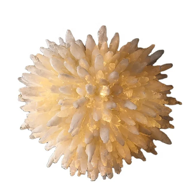 

Vintage Crystal Restaurant and Hotel Round Ball Pendant Lights Modern Decorative Selenite Crystal Pendant CZ2814/4, White