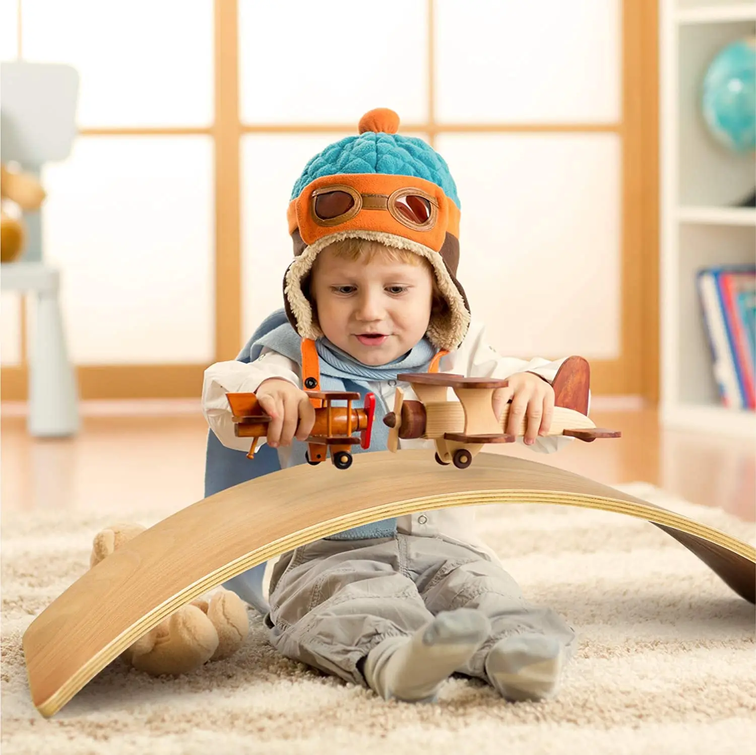 

Kids Toys Exercise Equipment Yoga Curved Fitness Training Wooden Balance Board