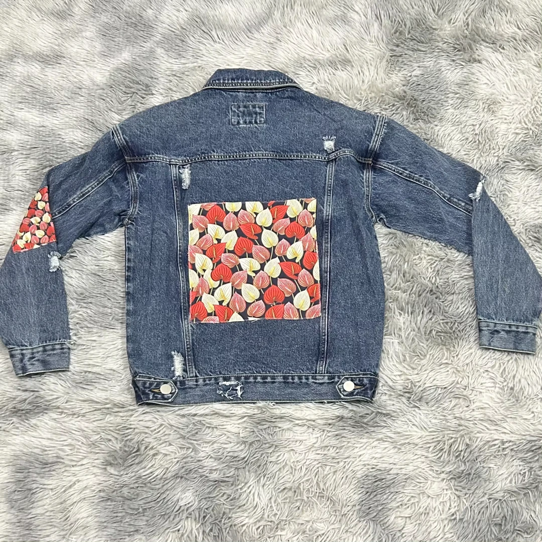 DENIMGUYS Custom Patches Streetwear Men Retro Distressed Ripped Denim Jackets