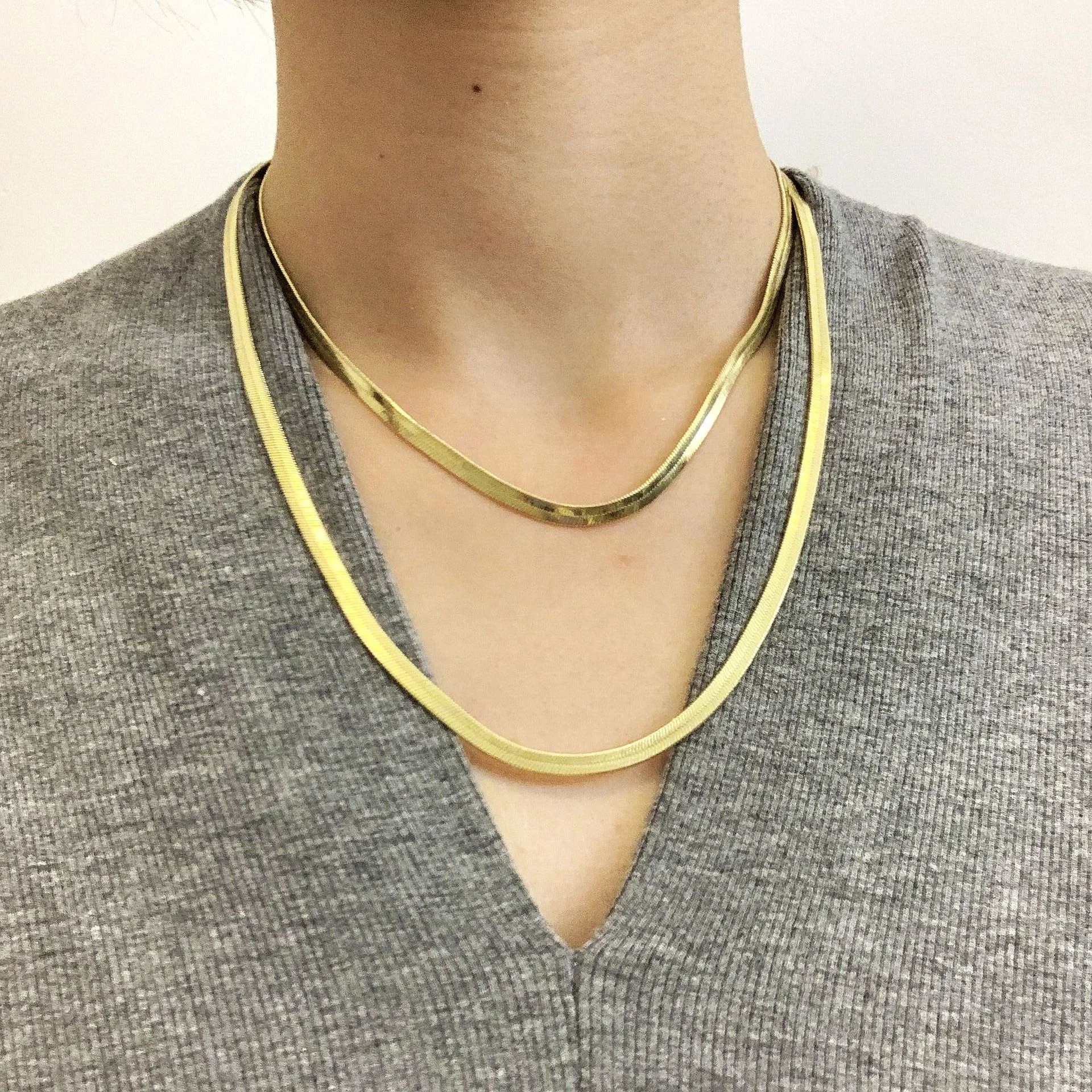 

Double layered fashion jewelry 2021 bisuteria custom Gold Chain Necklace Jewelry Dainty Tiny Charm Women Choker Pendant Necklace, Yellow gold