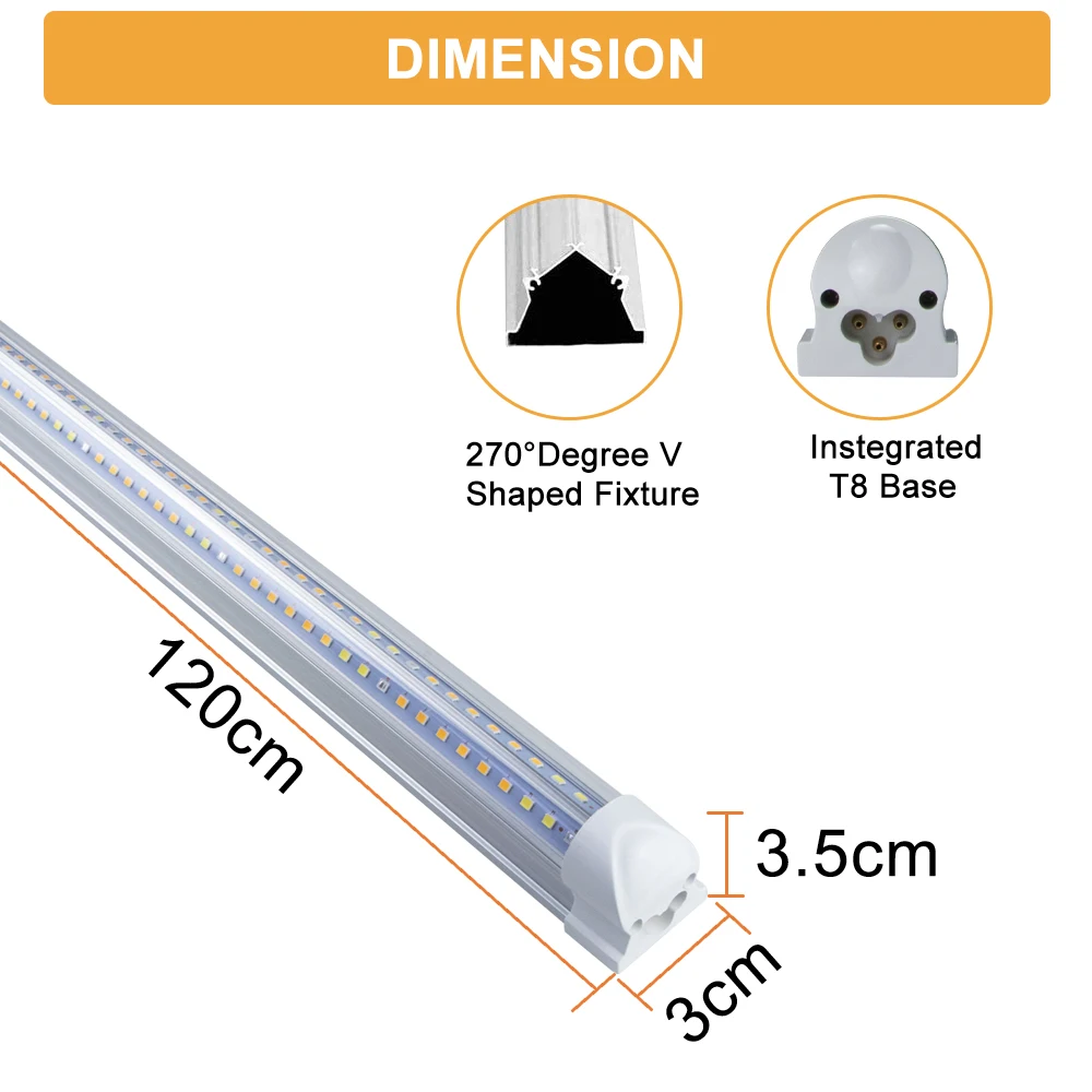 Full spectrum 4ft 120cm 36W led grow lights replace T5 tube for garden greenhouse