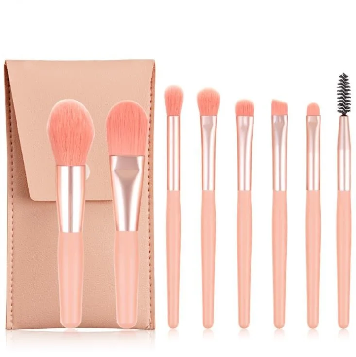 

8pcs Professional Makeup Brush Sets Portable Mini Wood Handle Powder Eyeshadow Private Label Travel Tools Custom Logo Design, Customized color