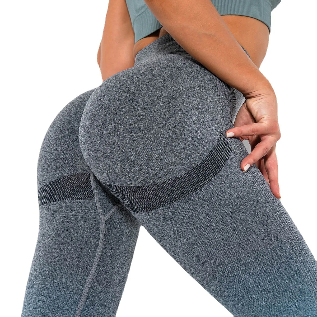 

Women's Spft Breathable Fitness Workout Ombre Seamless Scrunch Butt Leggings, Picture